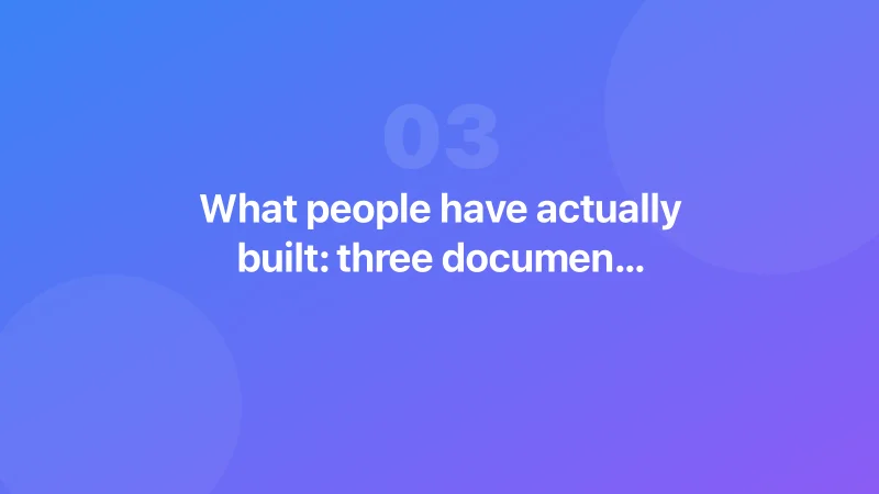 What people have actually built: three documented clusters