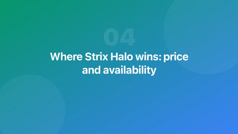 Where Strix Halo wins: price and availability