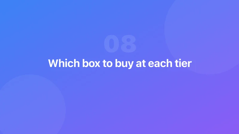 Which box to buy at each tier