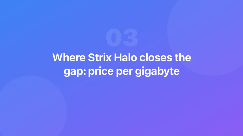 Where Strix Halo closes the gap: price per gigabyte