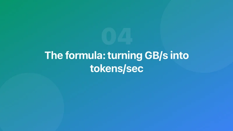 The formula: turning GB/s into tokens/sec