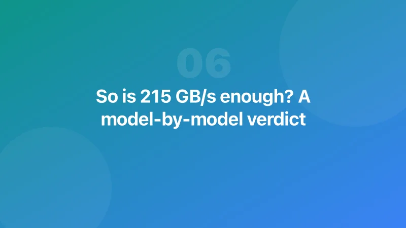 So is 215 GB/s enough? A model-by-model verdict